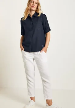 Unifarbene Leinenmix Bluse