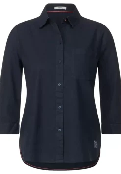 Unifarbene Leinenmix Bluse