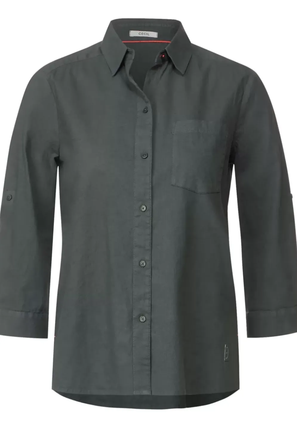 Unifarbene Leinenmix Bluse