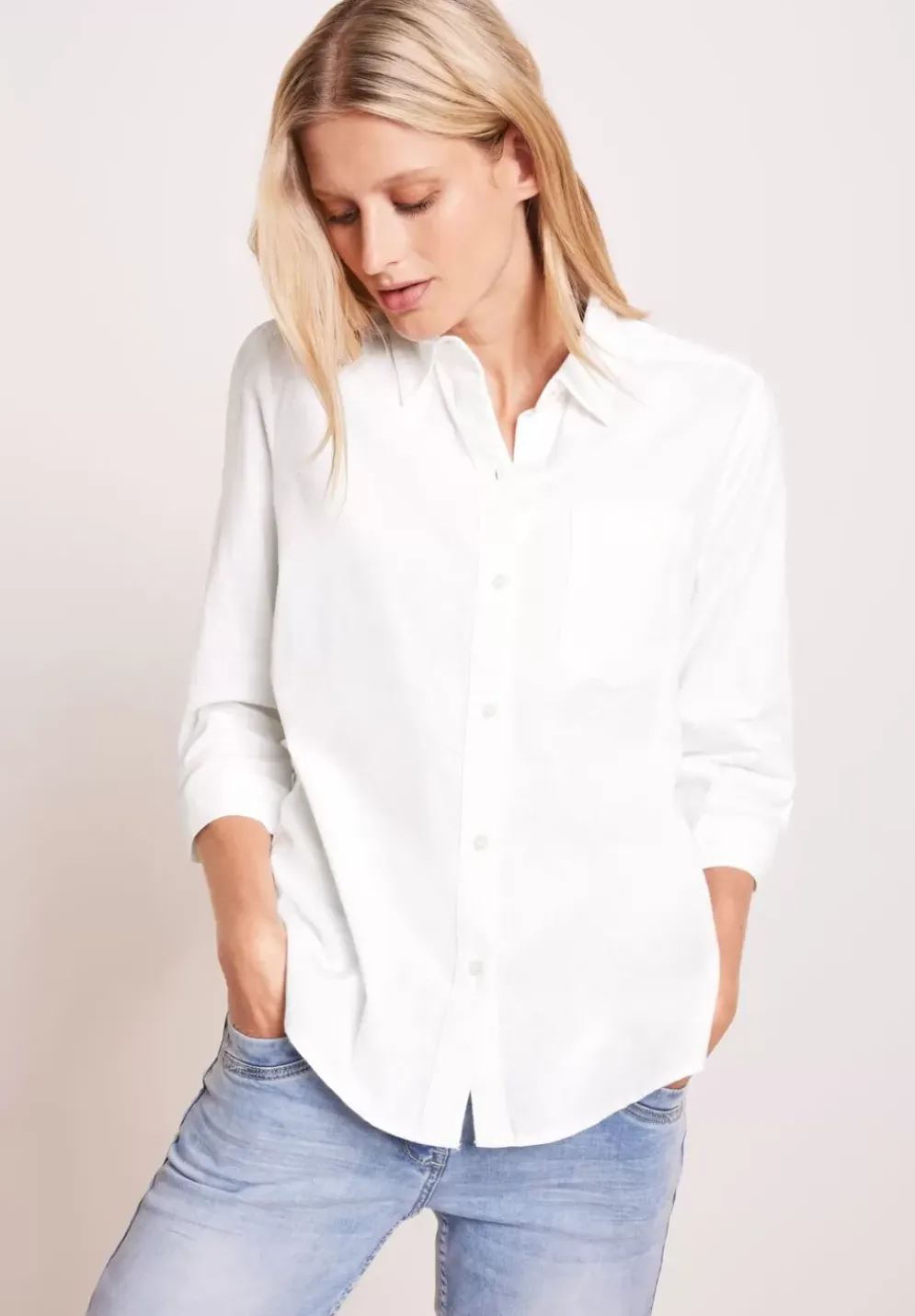 Unifarbene Leinenmix Bluse