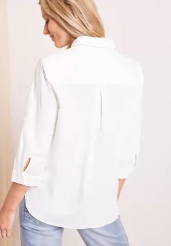 Unifarbene Leinenmix Bluse
