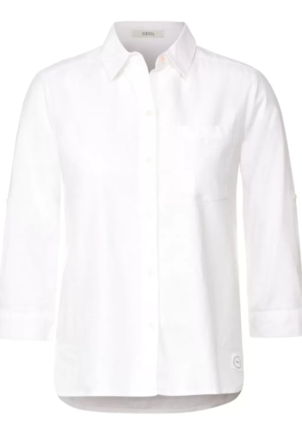Unifarbene Leinenmix Bluse