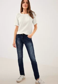 Unifarbene Struktur Bluse