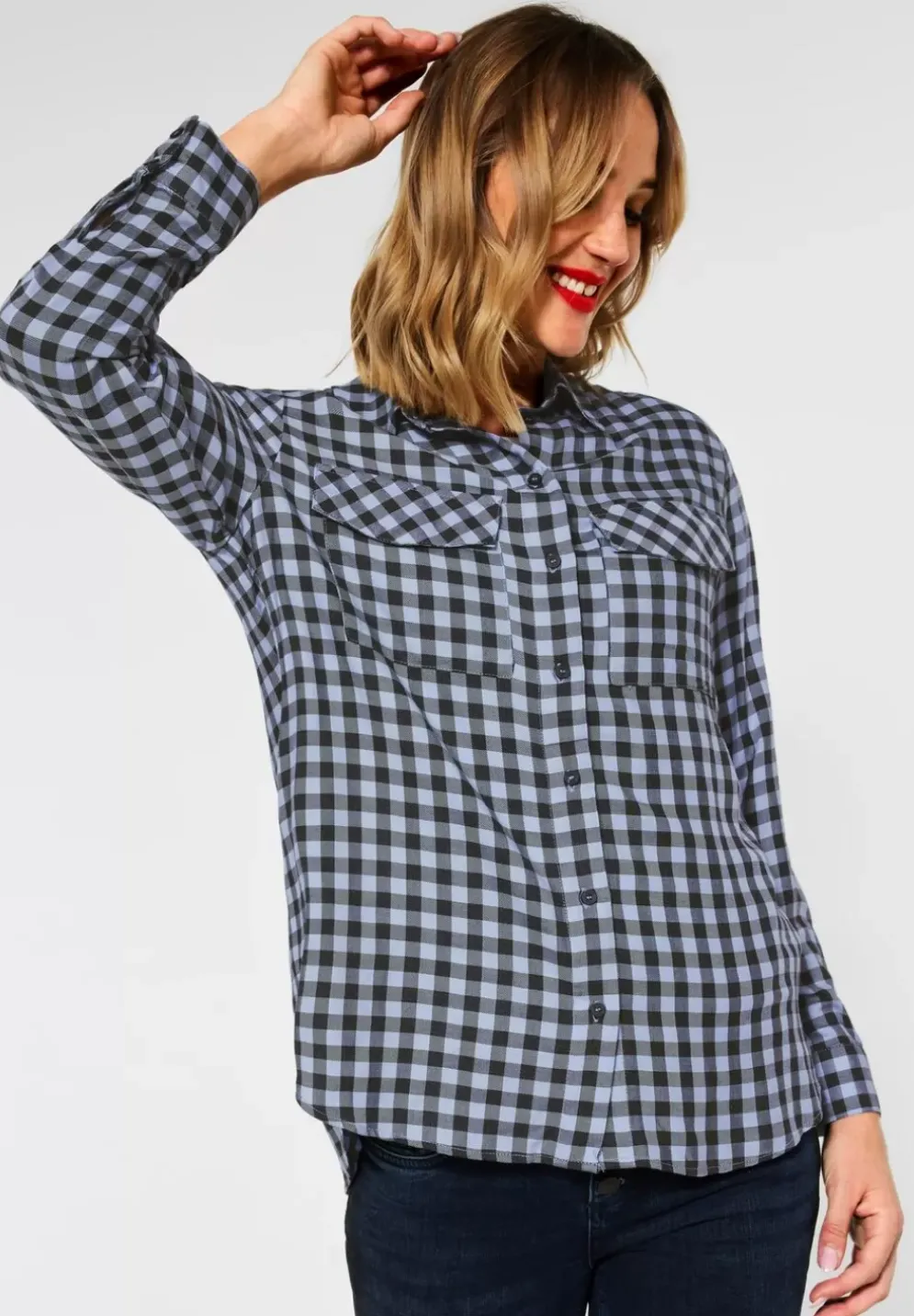 Vichy Bluse Mit Brusttaschen