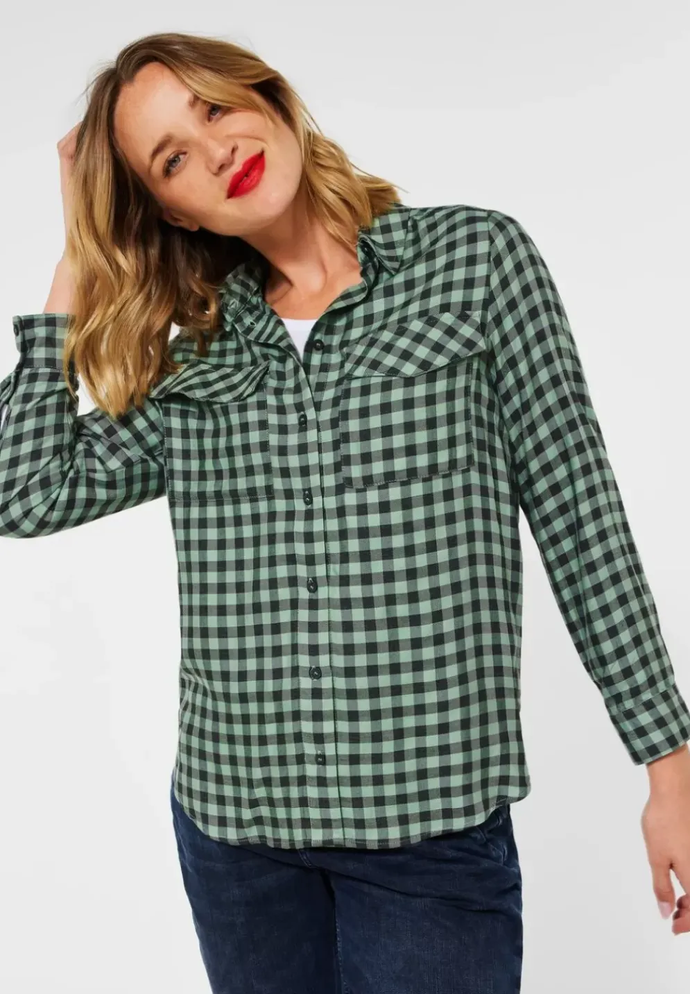 Vichy Bluse Mit Brusttaschen