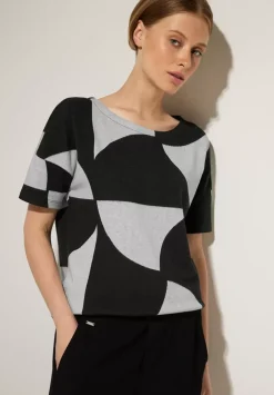 Zweifarbiges Big Print Shirt